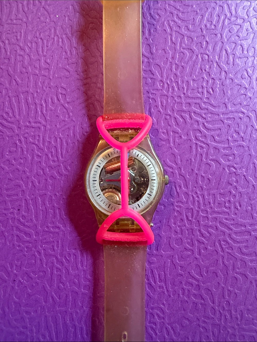 Swatch Women's Watch with Hot Pink Silicone Strap Keeper